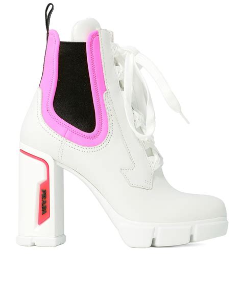 prada boots white|prada chunky heel ankle boots.